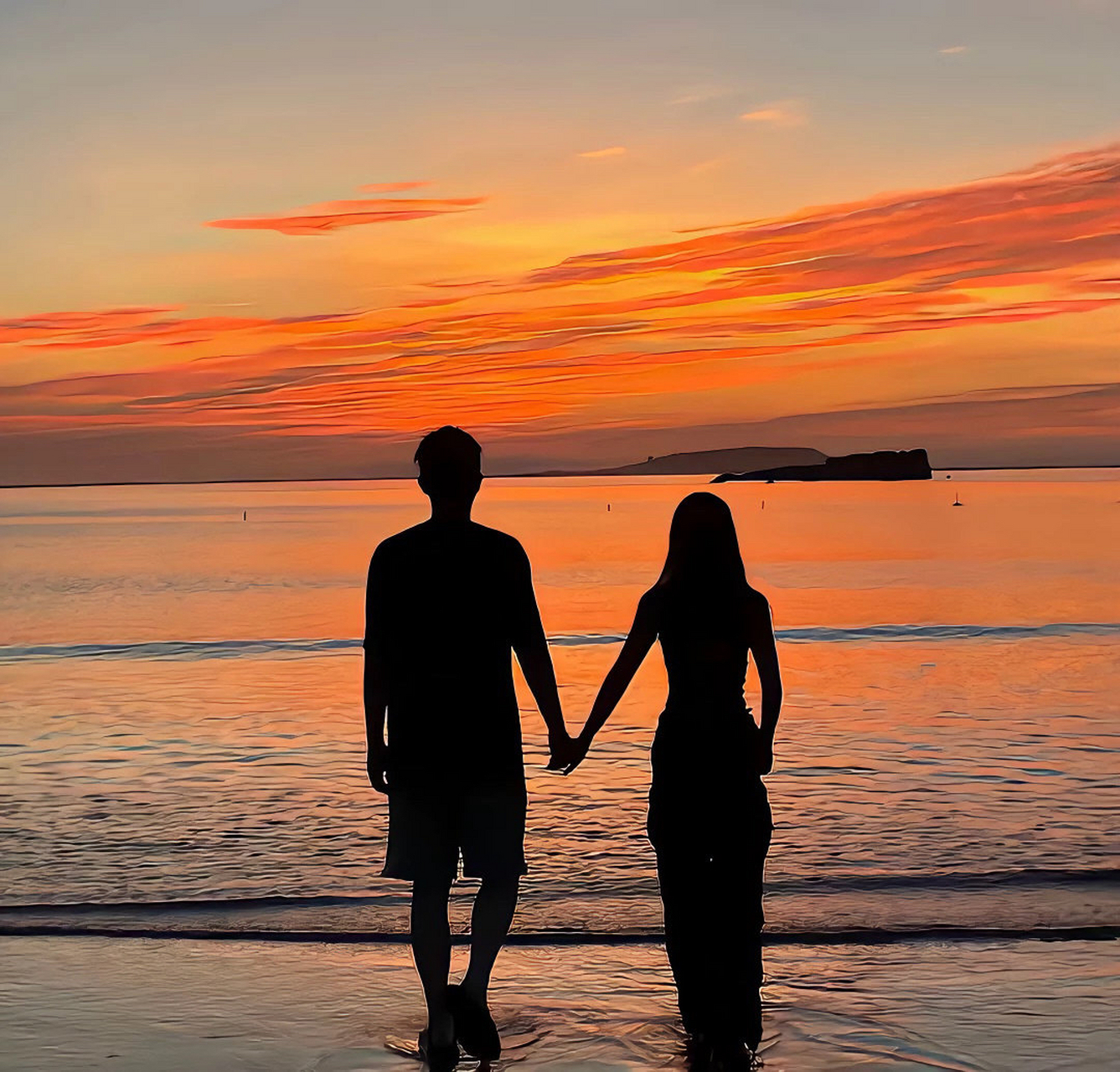 海边系浪漫𝙒𝙚𝘾𝙝𝙖𝙩黄昏情侣头像 #头像# #头像分享