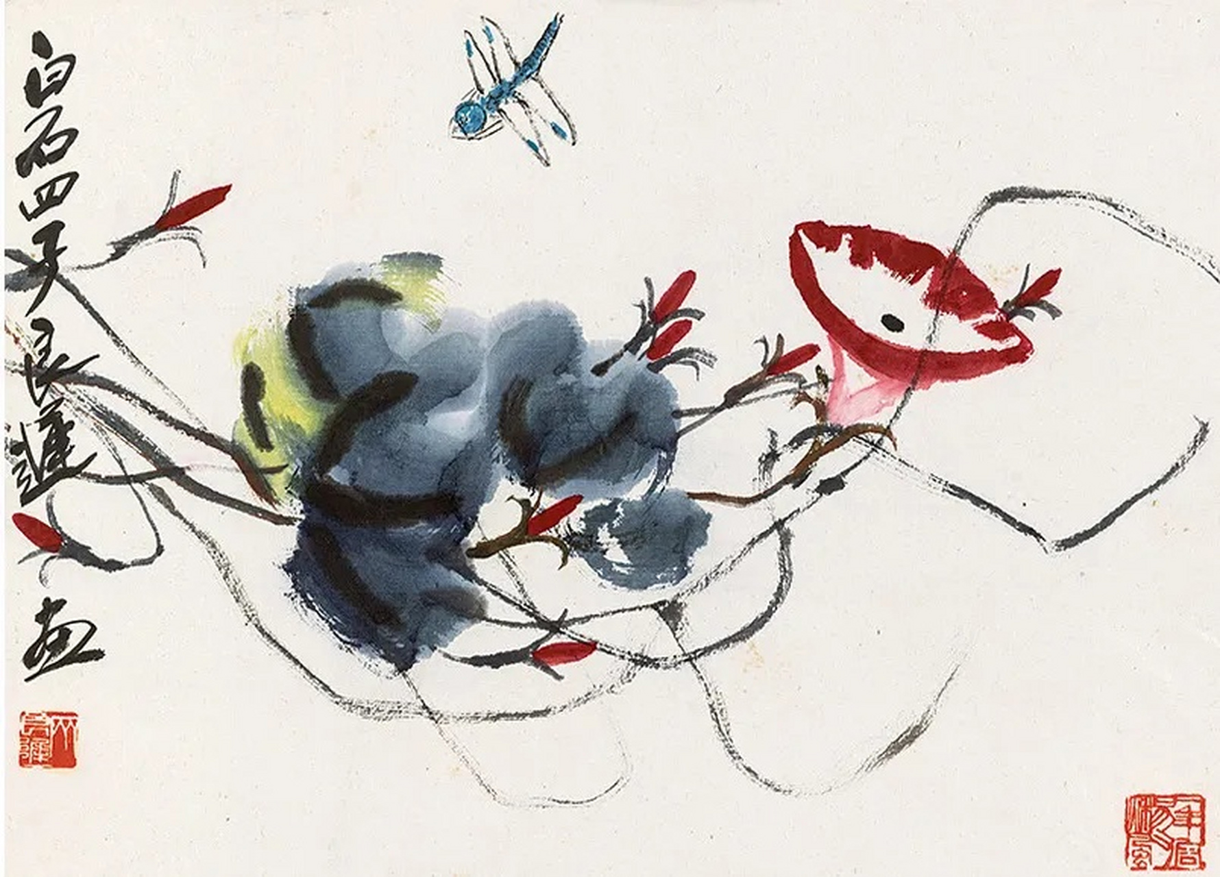 齐白石的儿子齐良迟花鸟画欣赏  齐良迟(1921年—2003年),字子长,1921