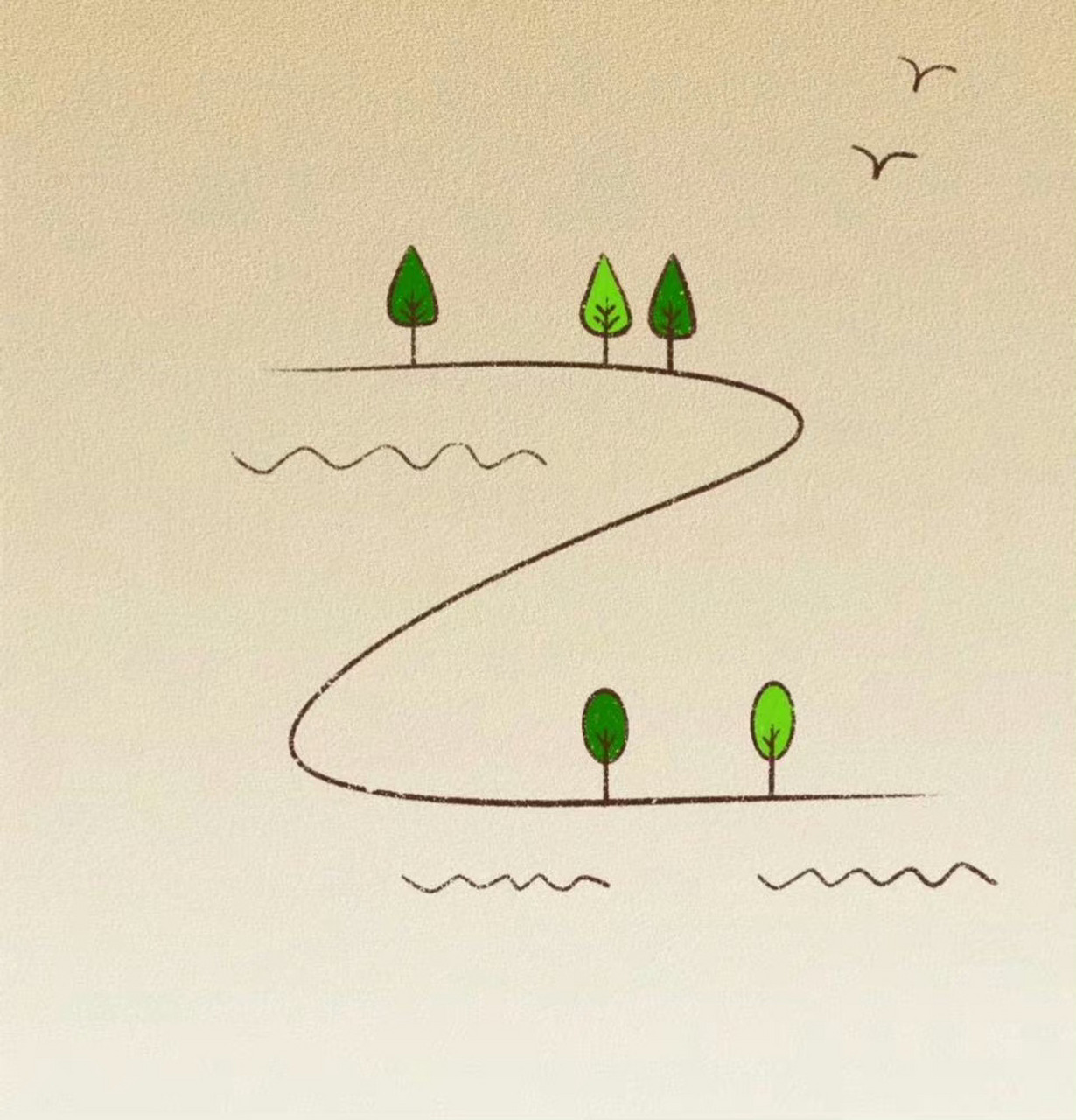 网友分享的简笔画,简单又有意境,远离尘嚣,安然处世,岁月静好的感觉