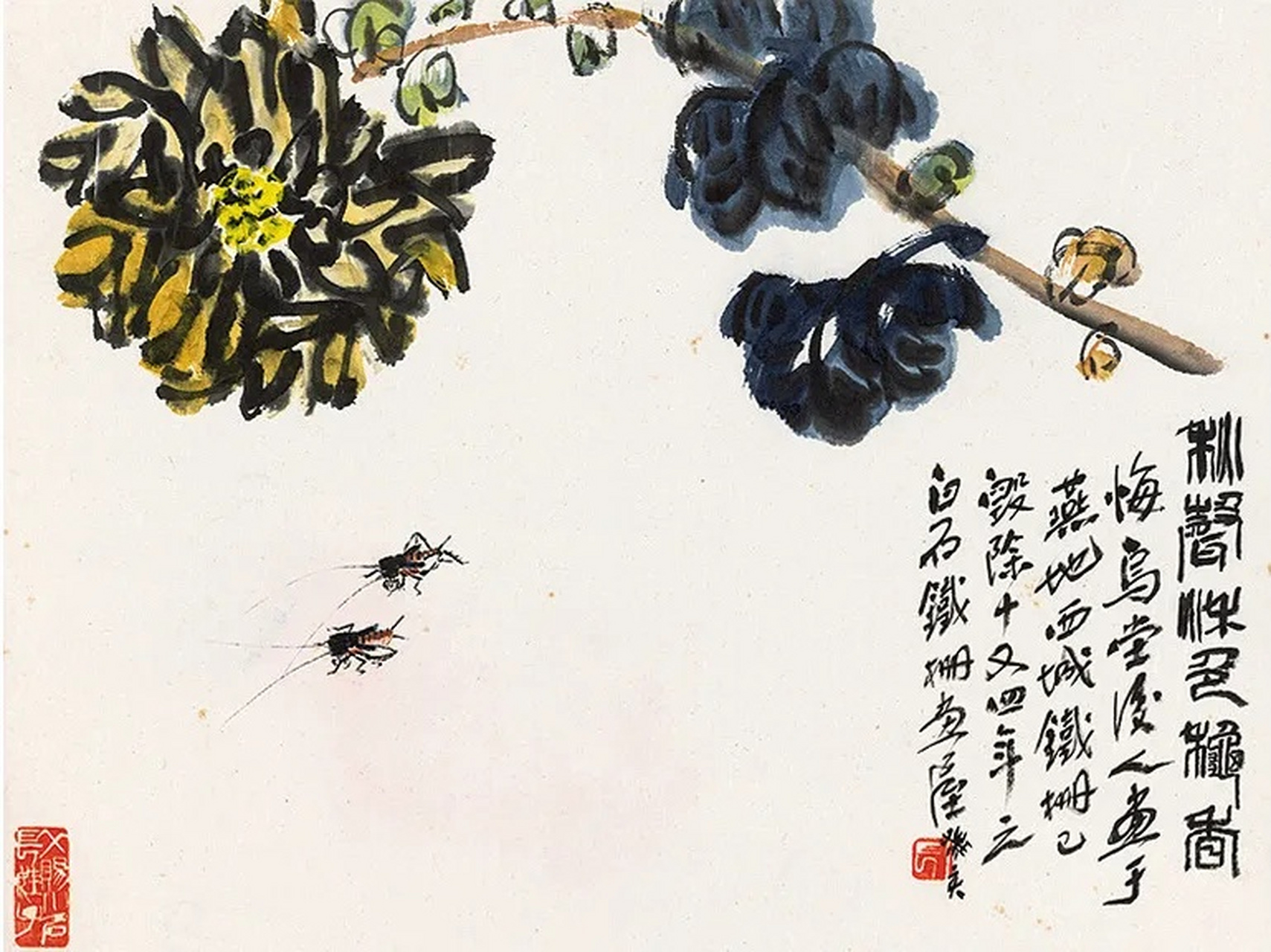 齐白石的儿子齐良迟花鸟画欣赏  齐良迟(1921年—2003年),字子长,1921