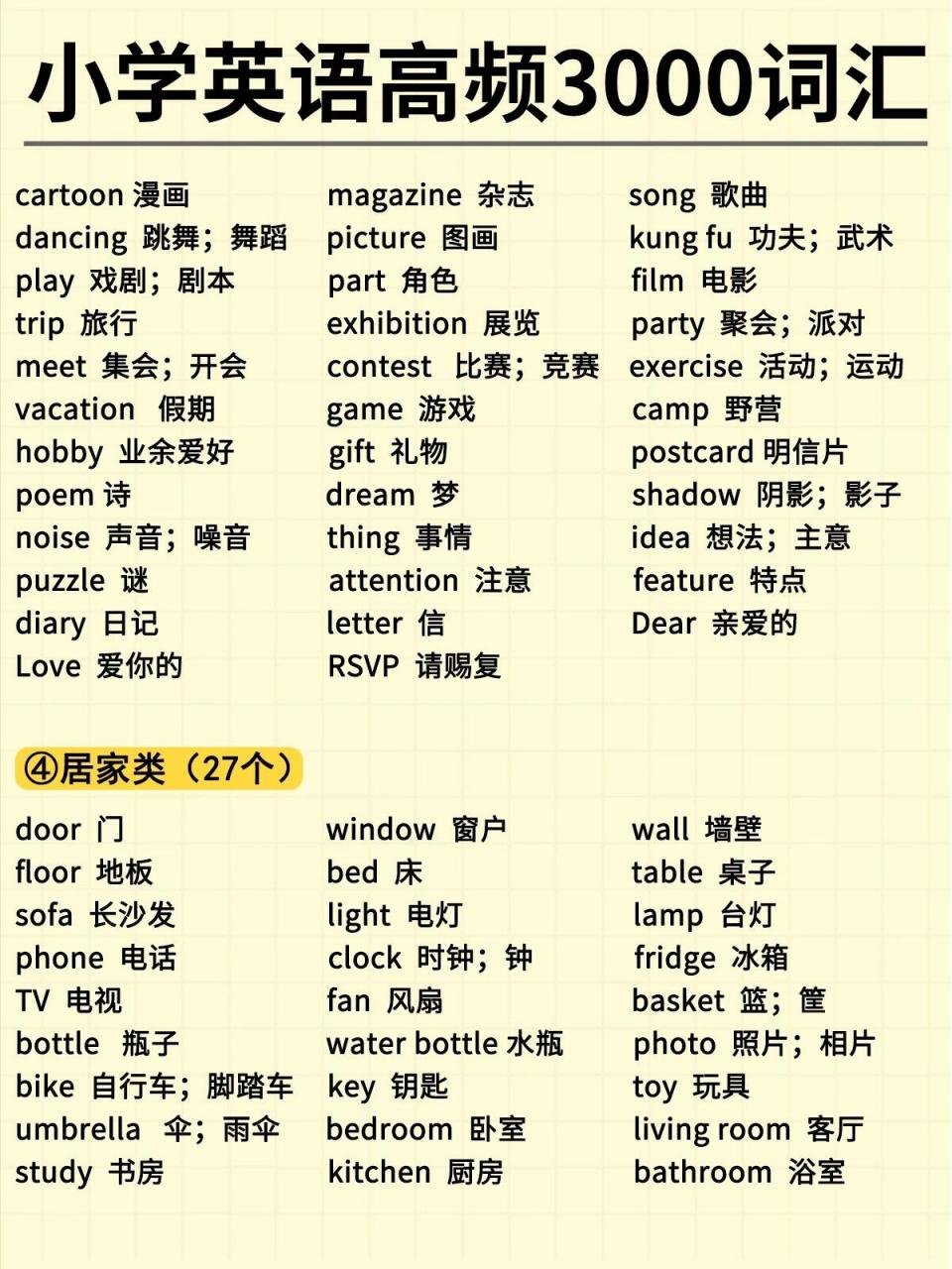 七天背完7515小学英语一定要背的3000词汇  97分类详细整理!