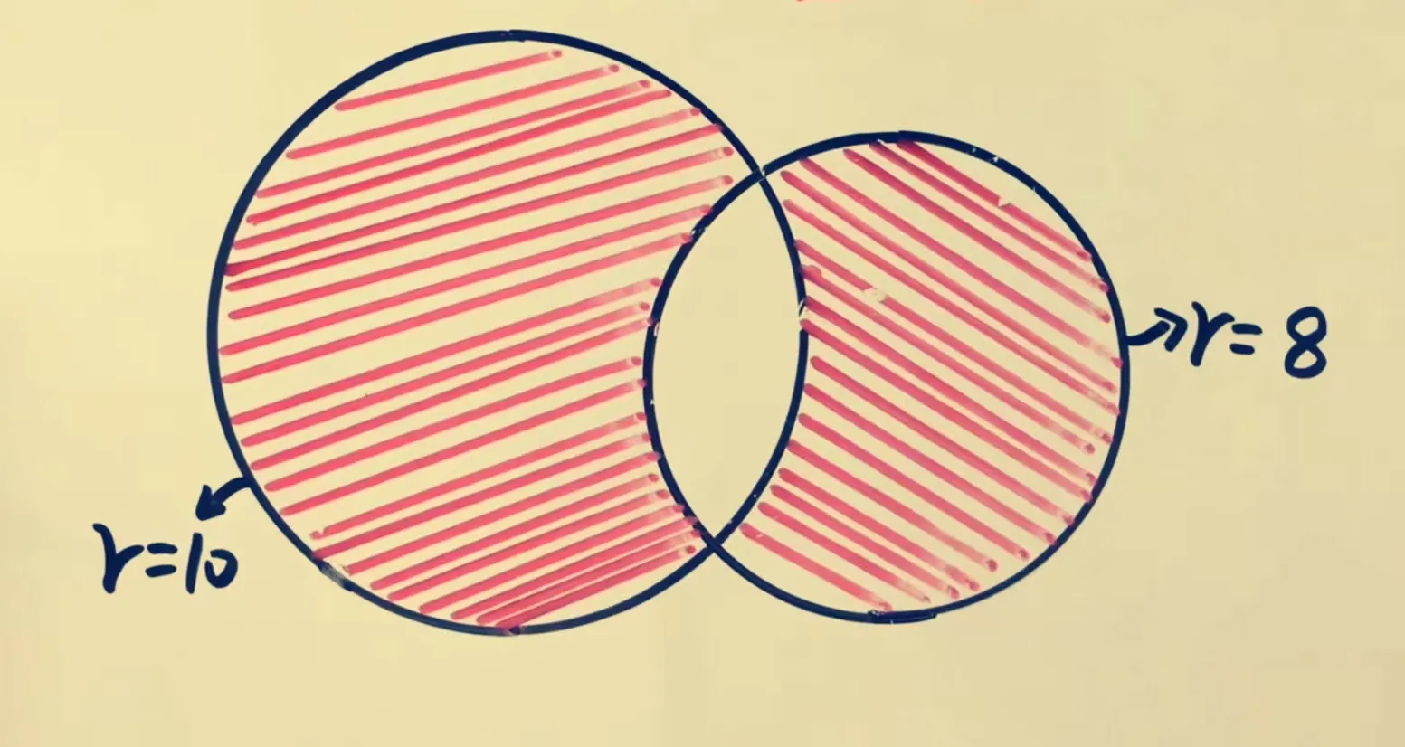 起两个圆重叠阴影圆画阴影两圆相交面积两个半圆相交求阴影部分的面积