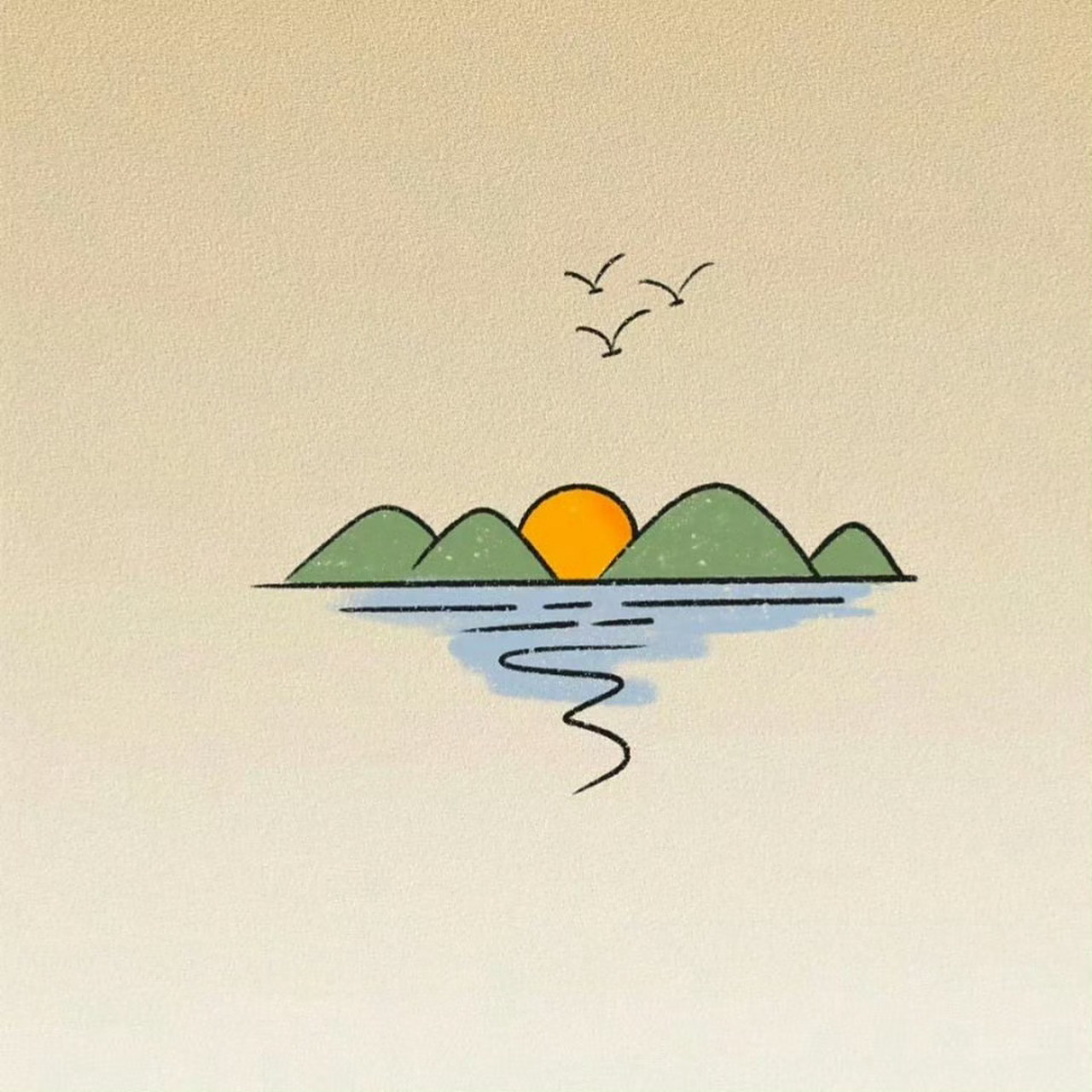 网友分享的简笔画,简单又有意境,远离尘嚣,安然处世,岁月静好的感觉.