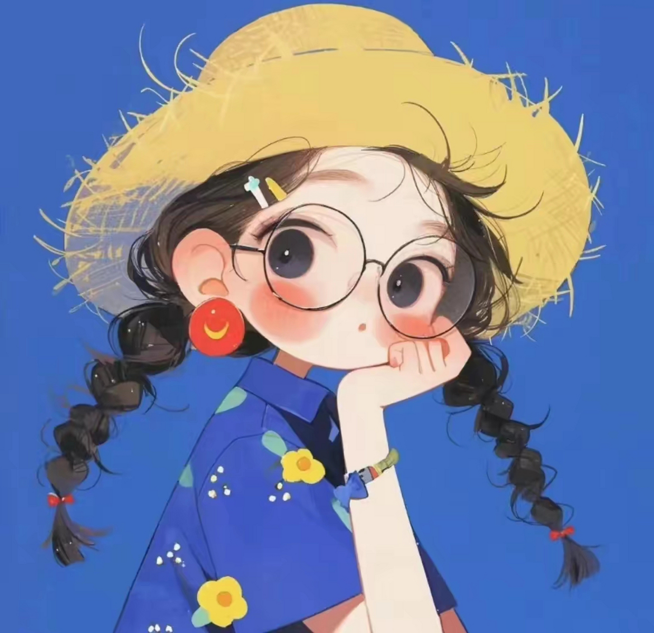 头像分享～蓝色系卡通女孩头像