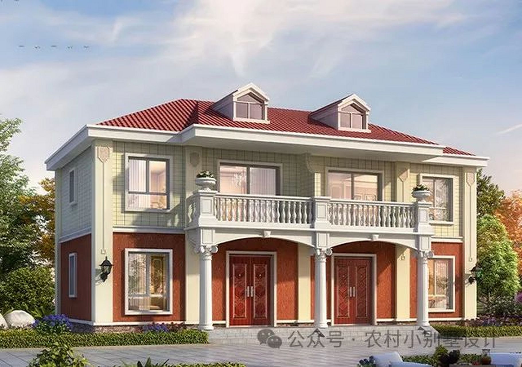 简约大气的二层双拼别墅,家有俩兄弟合建的首选,千万别错过 农村建房