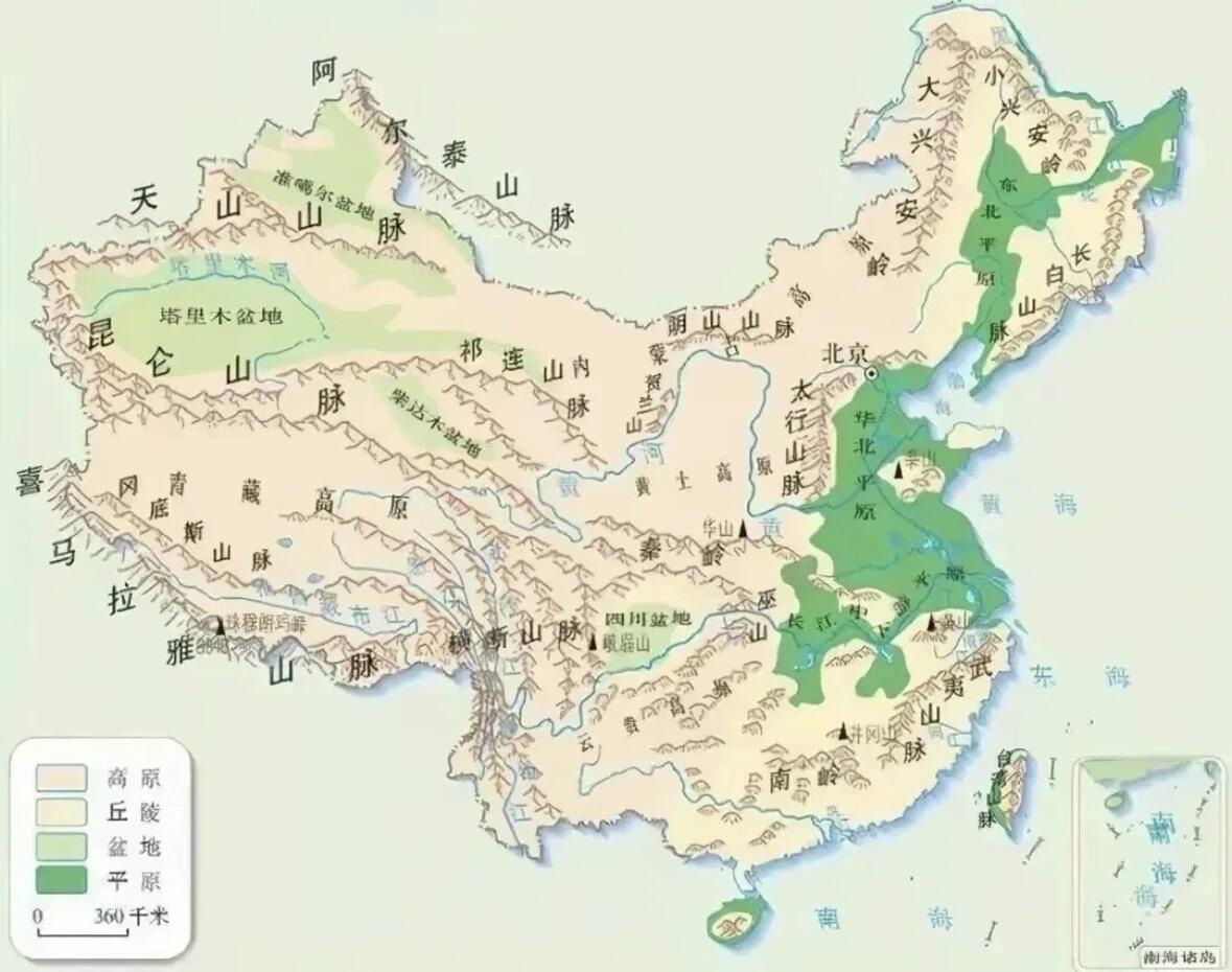 请告诉更多的人,中国山脉口诀!天山阴山昆仑山,秦岭南岭东西向