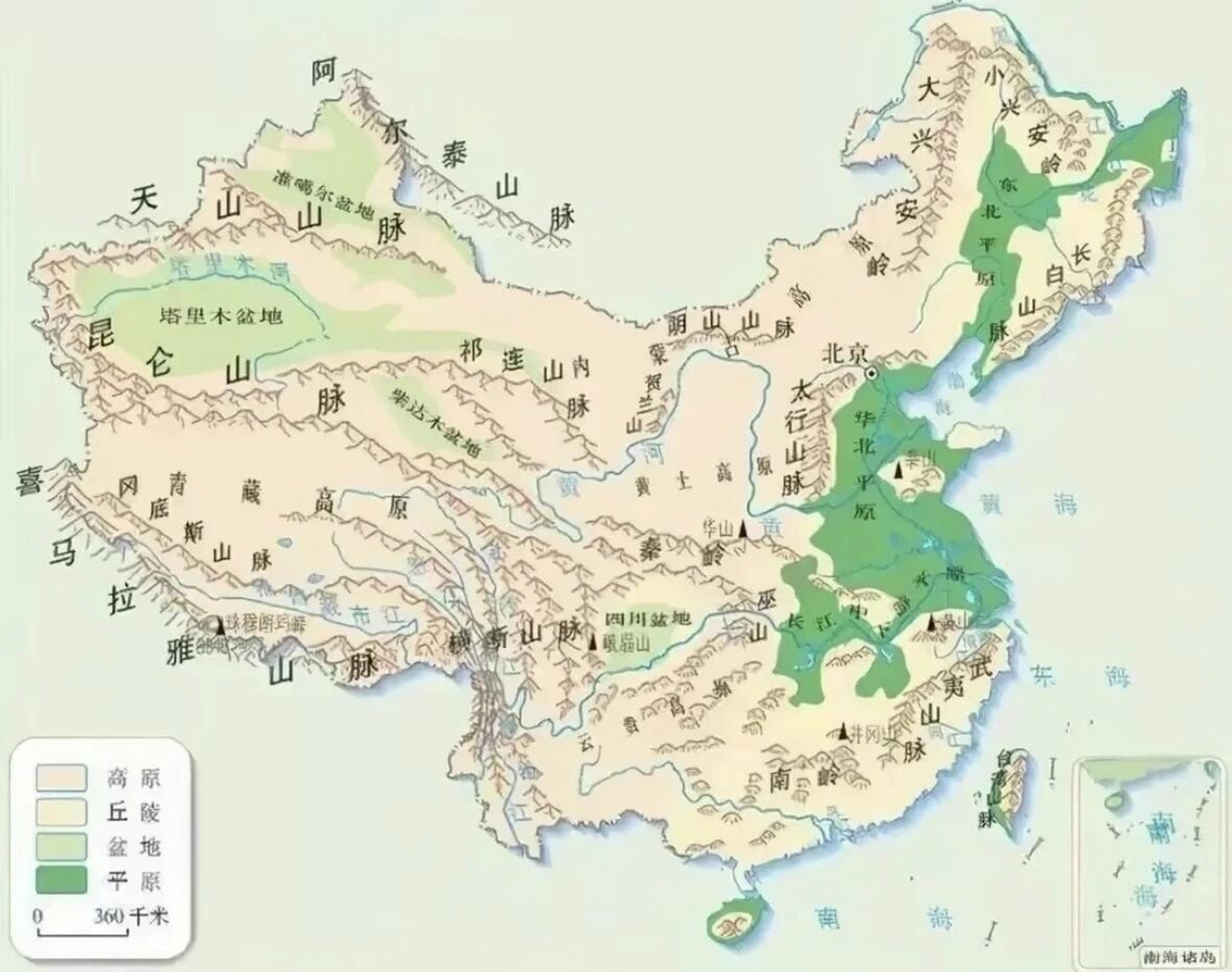 北方地区地形图山脉图片