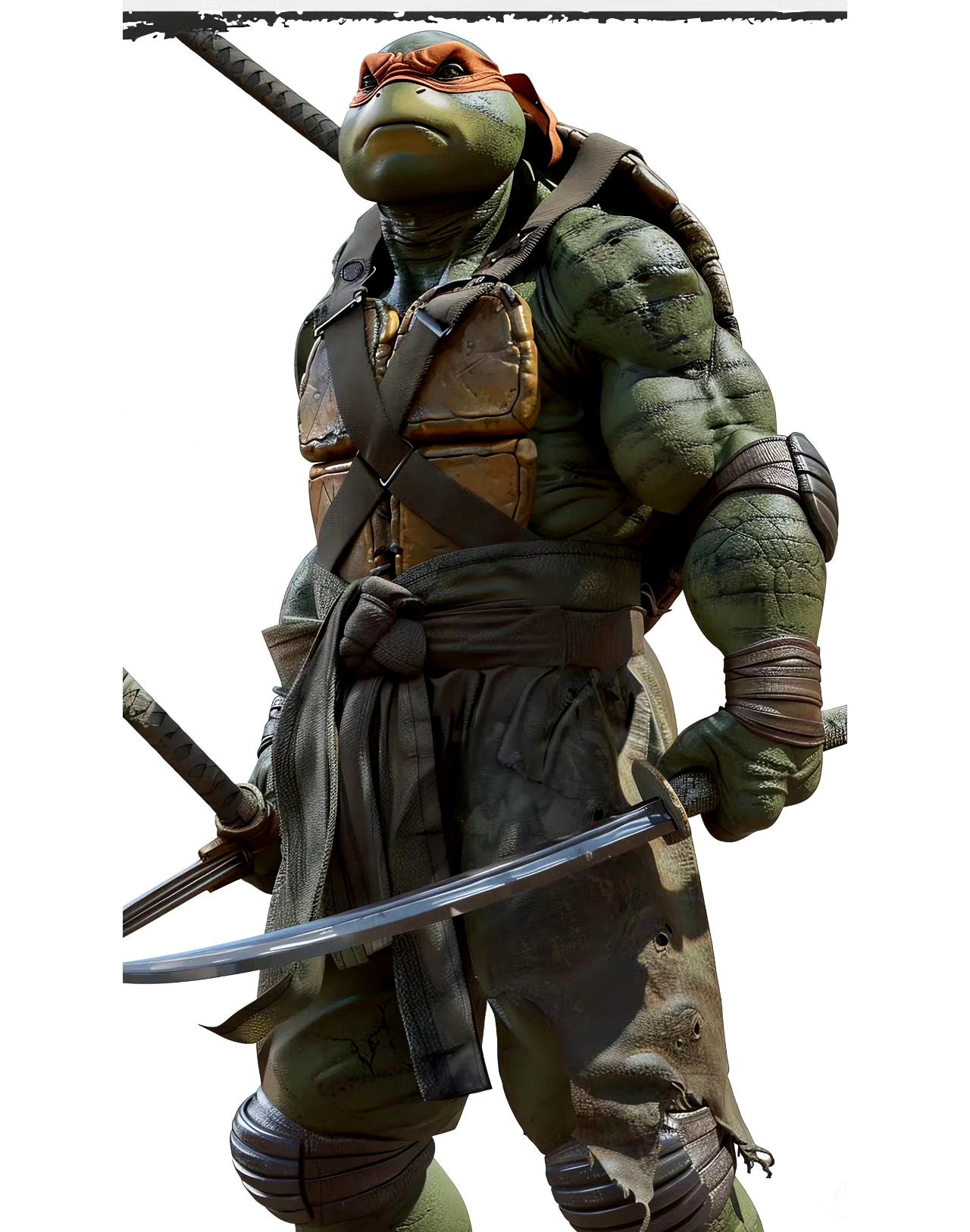 分享一组动漫《忍者神龟》插画作品,用写实的风格再现了四只变异忍者