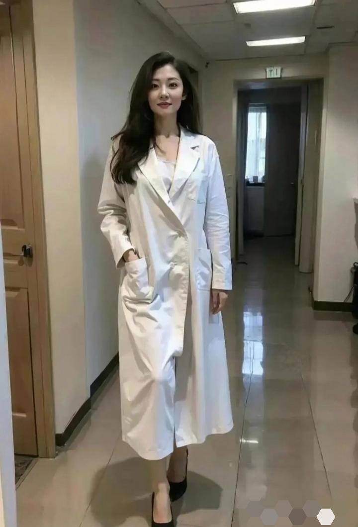 当一位美女穿上医生的白大褂,她不仅展示了医生的专业形象,还增添了一
