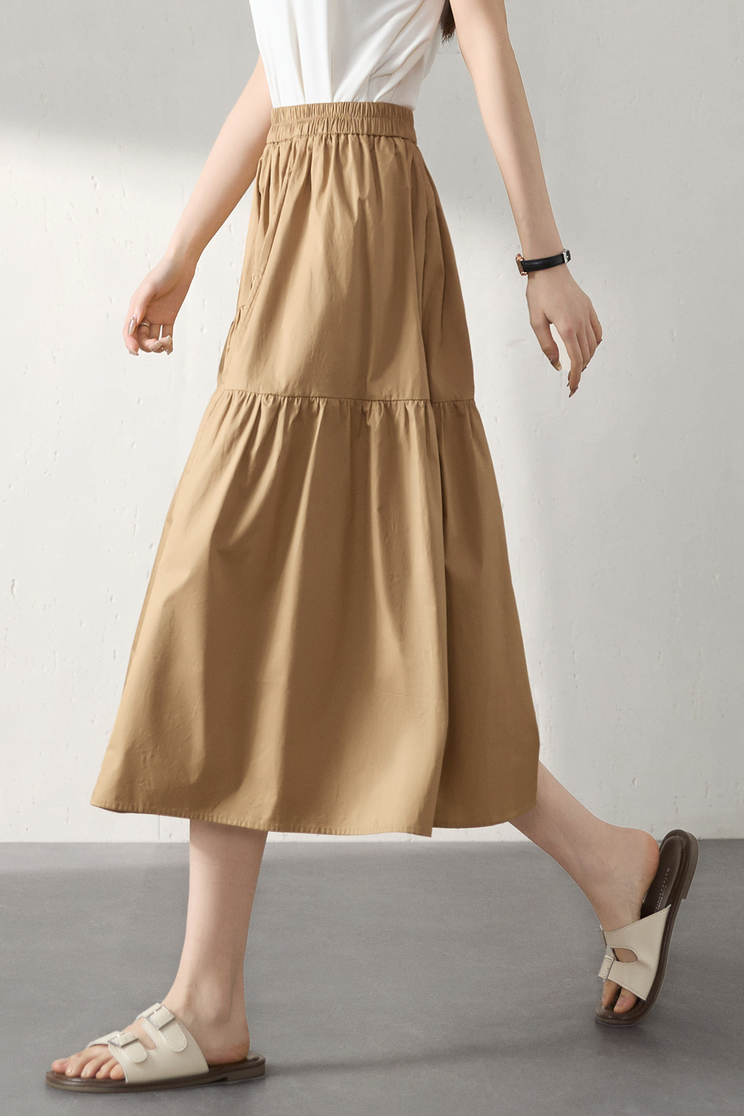 夏天是穿裙子的季节,所以我一看到好看的裙子就挪不开眼,这条卡其色的