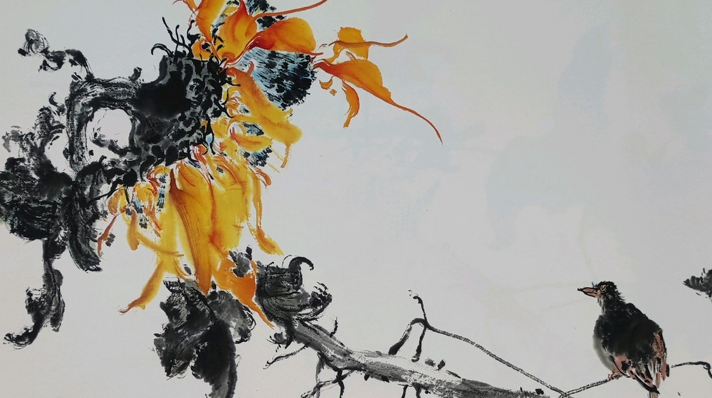 写意国画向日葵   林海平国画作品