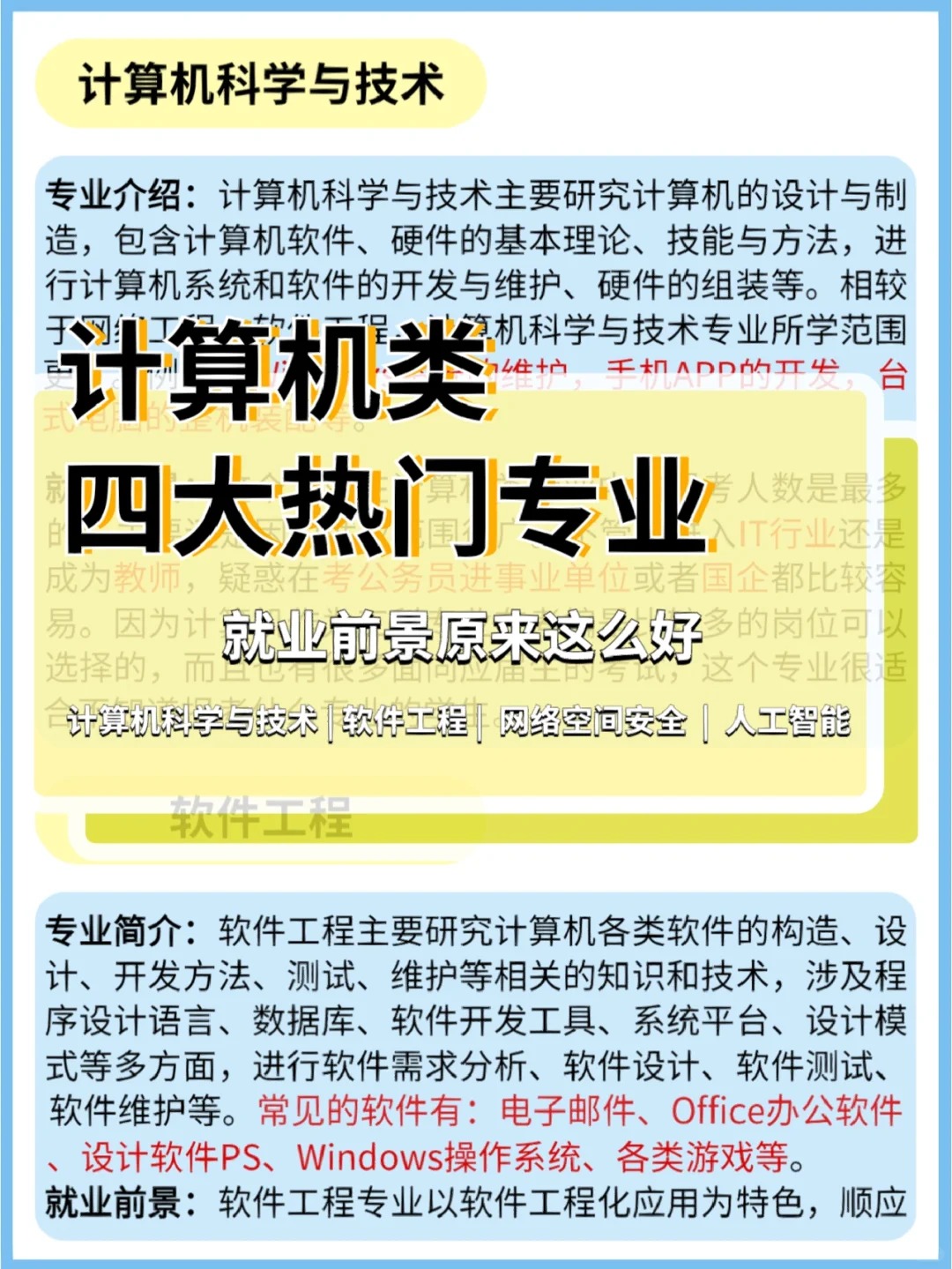 计算机最好的三个专业