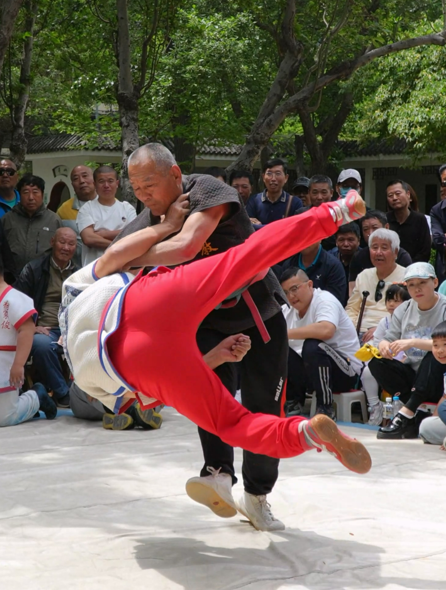 天津摔跤,配合默契,落地有声