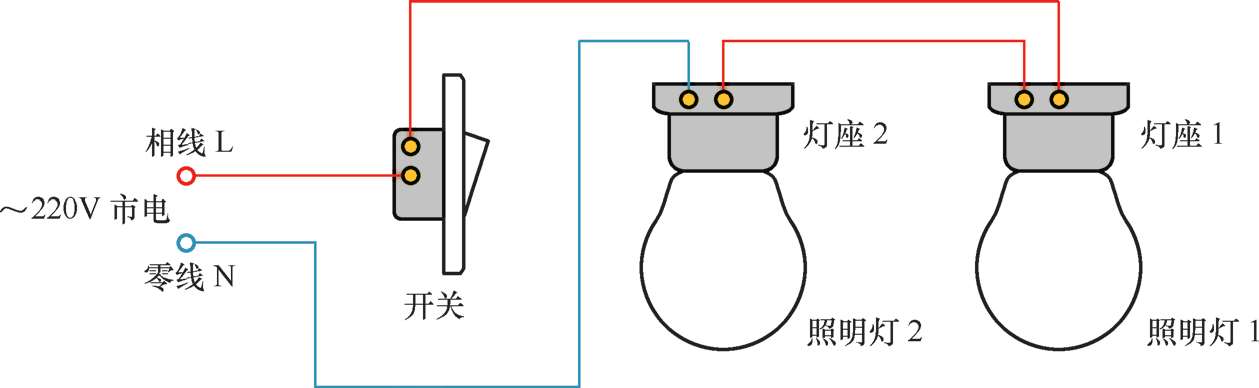 4个灯泡串联接线图图片