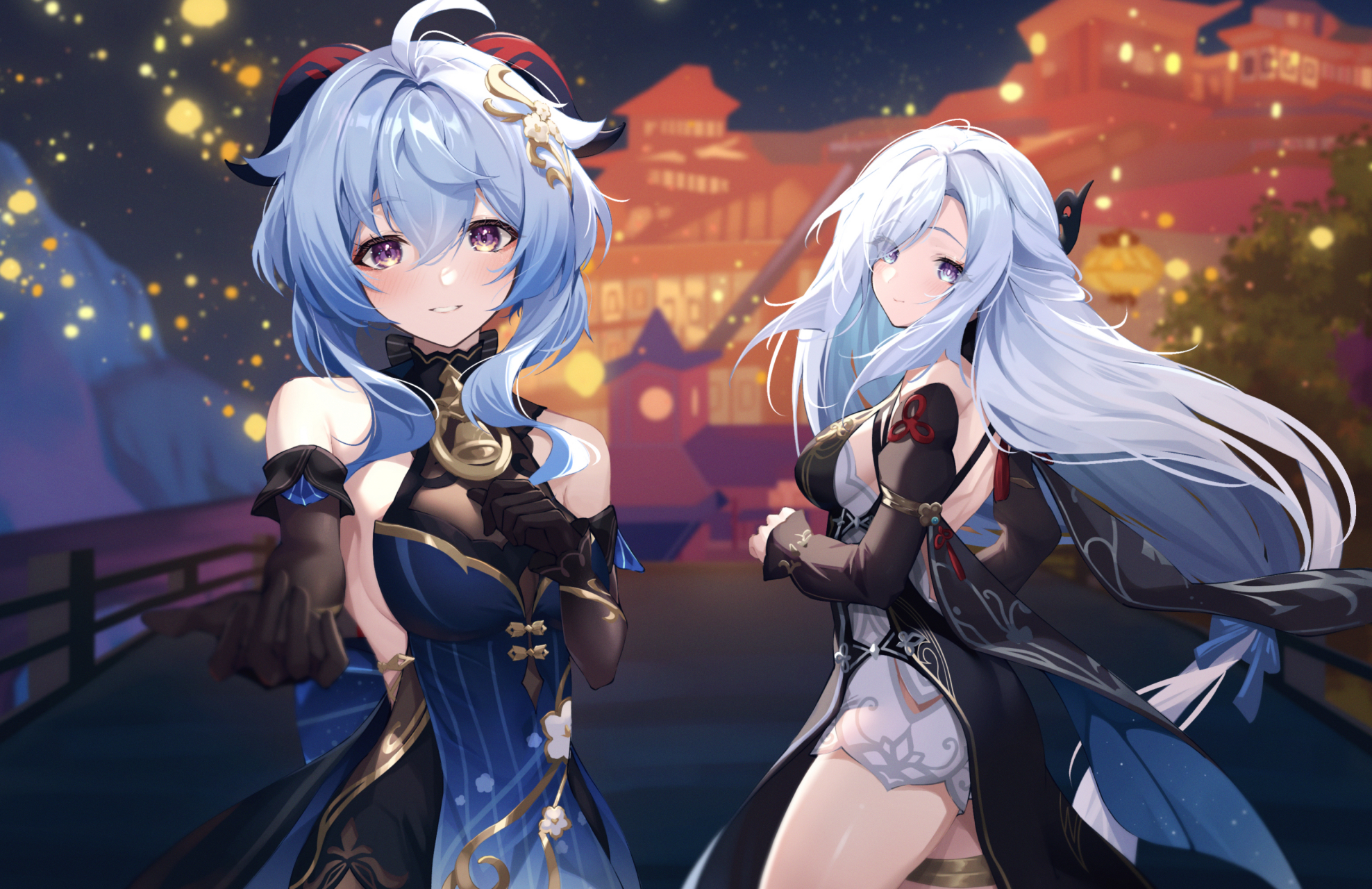 甘雨,申鹤[打call][打call][打call] 画师:suzu (user kdex8732)#原神