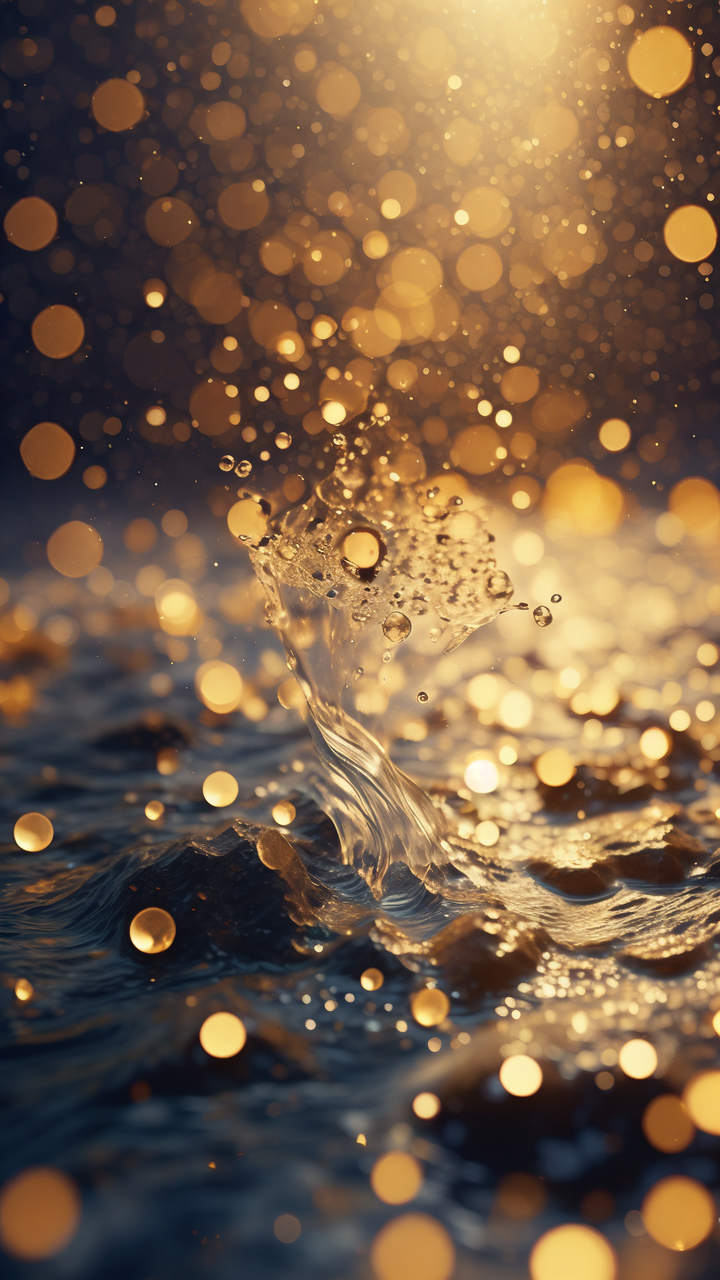 在一片静谧的蓝色宇宙之中,隐藏着一颗纯净无暇的水滴