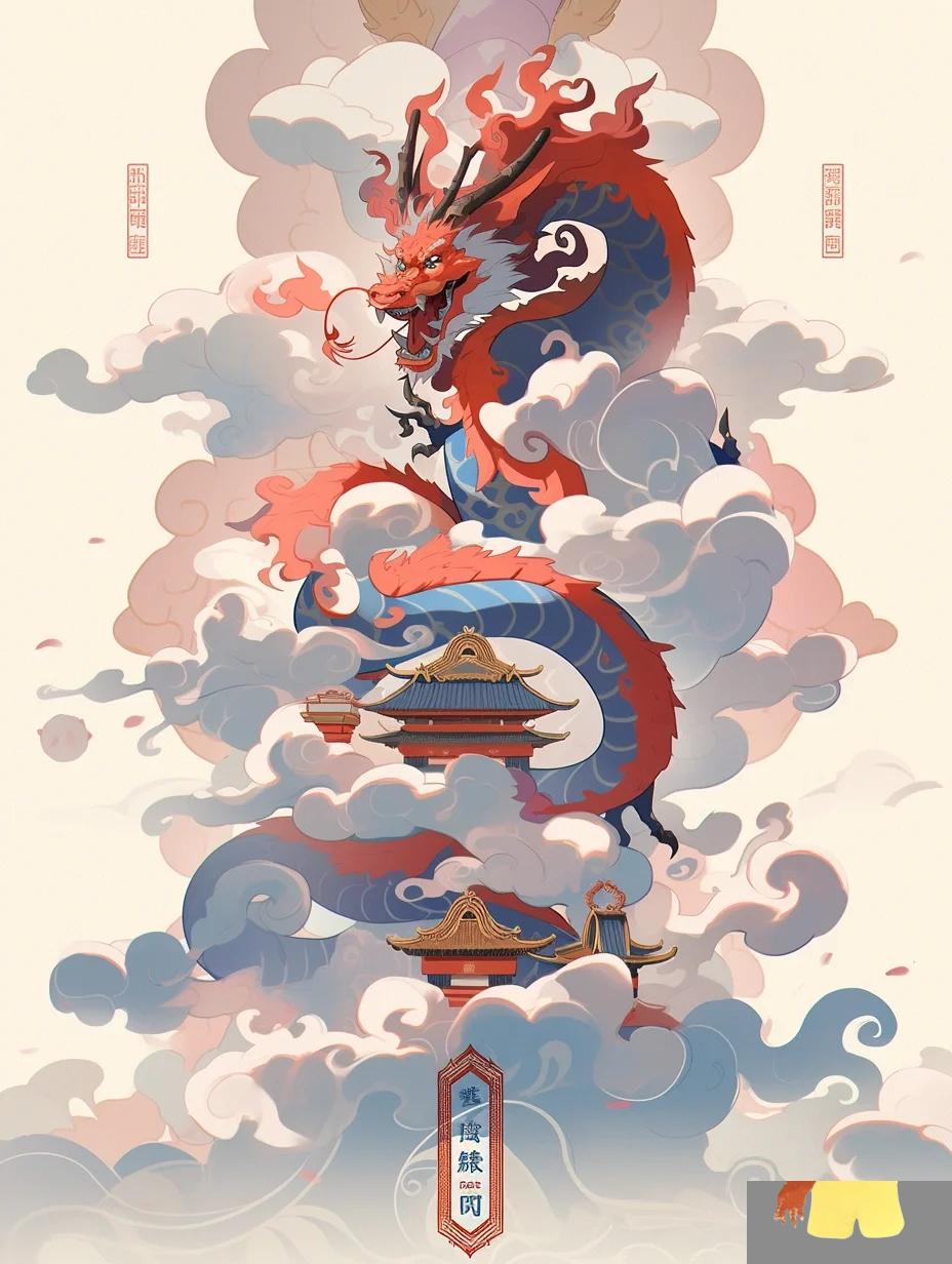 中国龙海报|midjourney国风龙 马上要龙年啦,做了一些国风