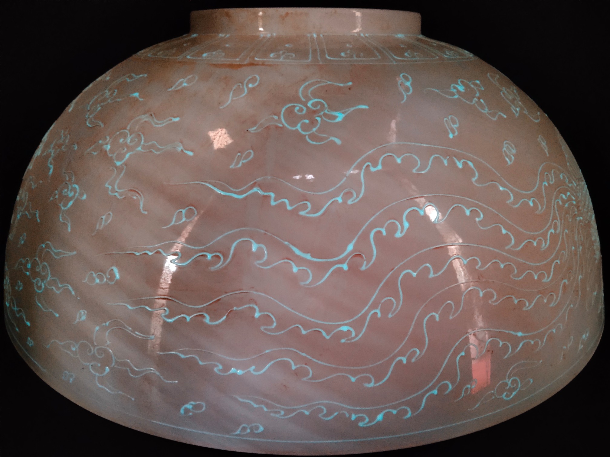 珍藏●永乐年制薄胎白鼬龙凤纹夜光大碗一对