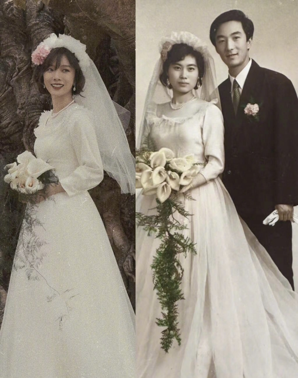 王珞丹穿妈妈的复古婚纱,简直是绝了.