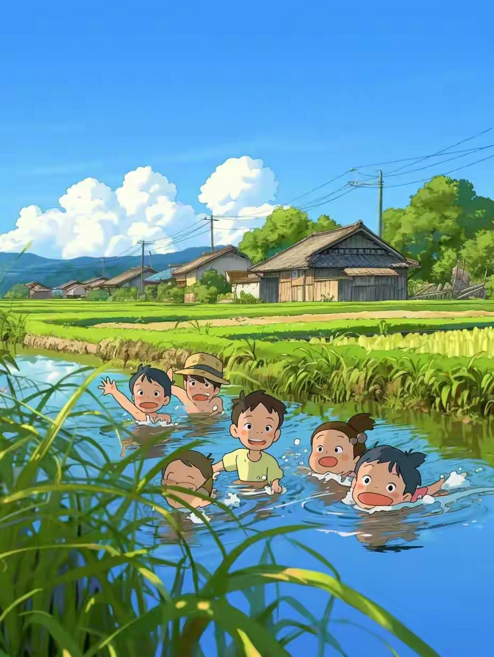 立夏了, 儿时的夏天是这样的,天蓝,水清,云白!