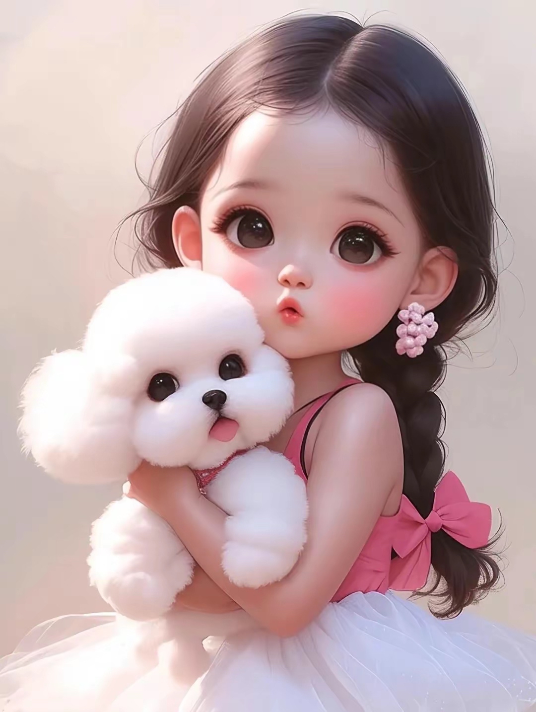 可爱的小萌娃紧紧抱着小萌狗狗那画面真是不要太有爱了让人看了一遍