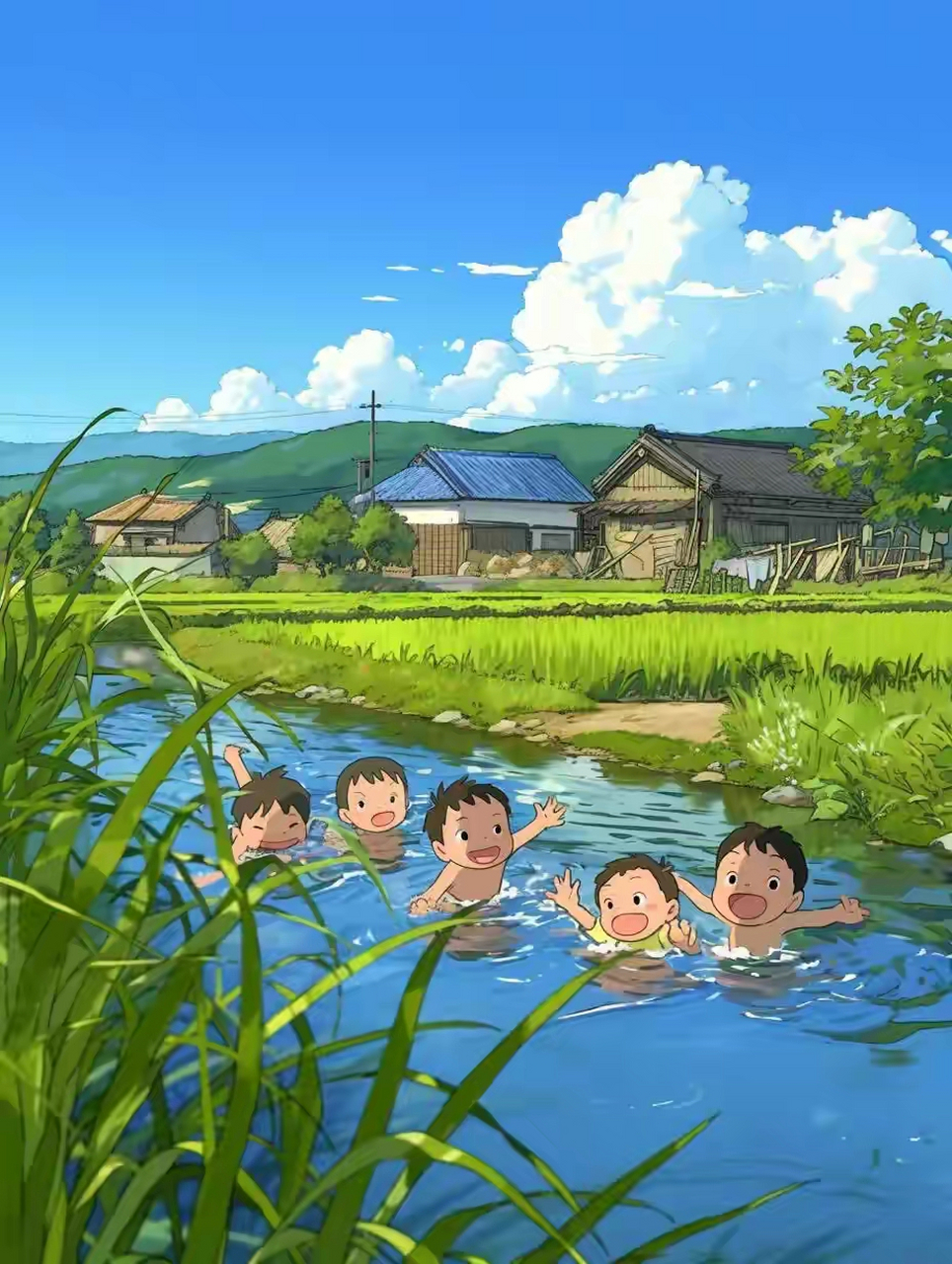 立夏了, 儿时的夏天是这样的,天蓝,水清,云白!