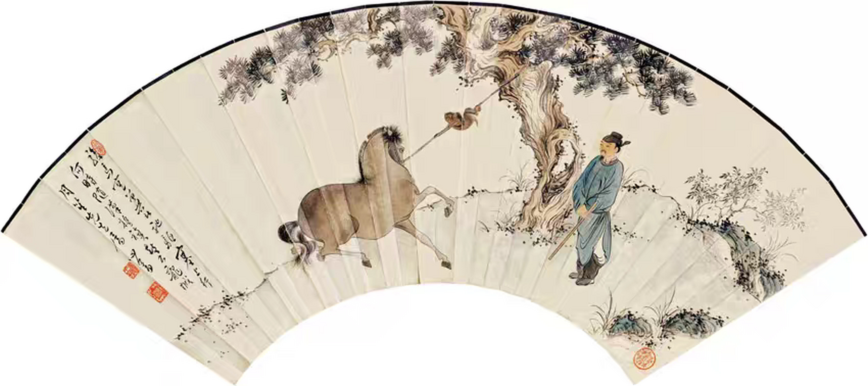 近代著名画家溥儒先生山水人物扇面欣赏(12)#国画# #中国画# #动态连