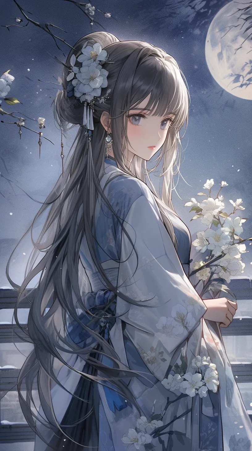 蓝色系古风美少女背景图第二弹#背景图