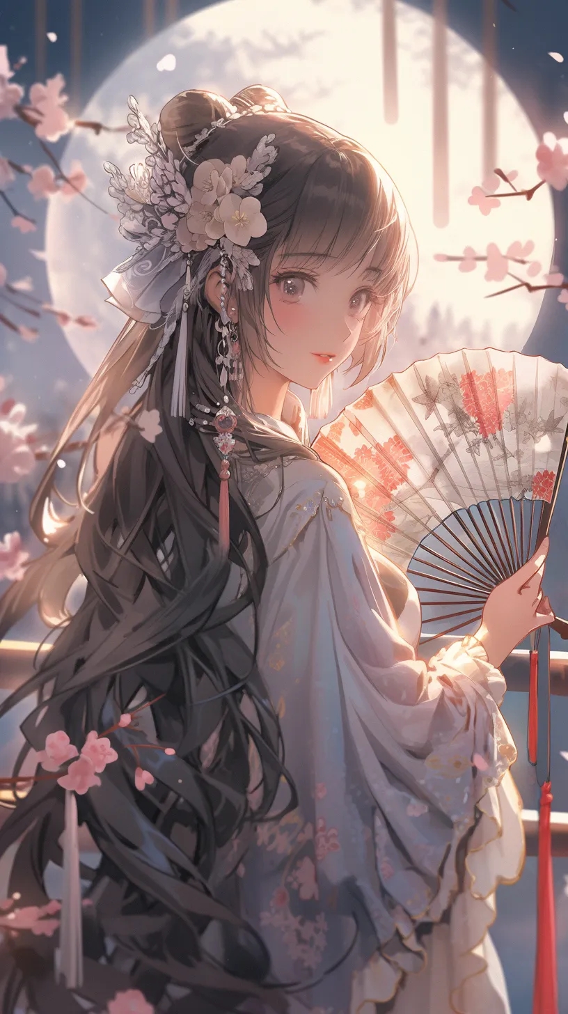 粉色系古风美少女壁纸#背景图#