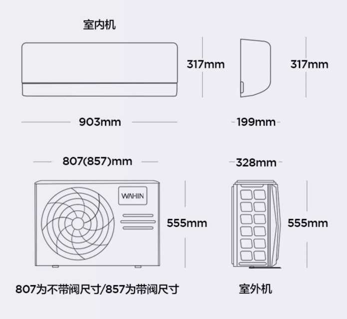 就像电视机讲的屏幕尺寸大小一样,空调器也是有着大小