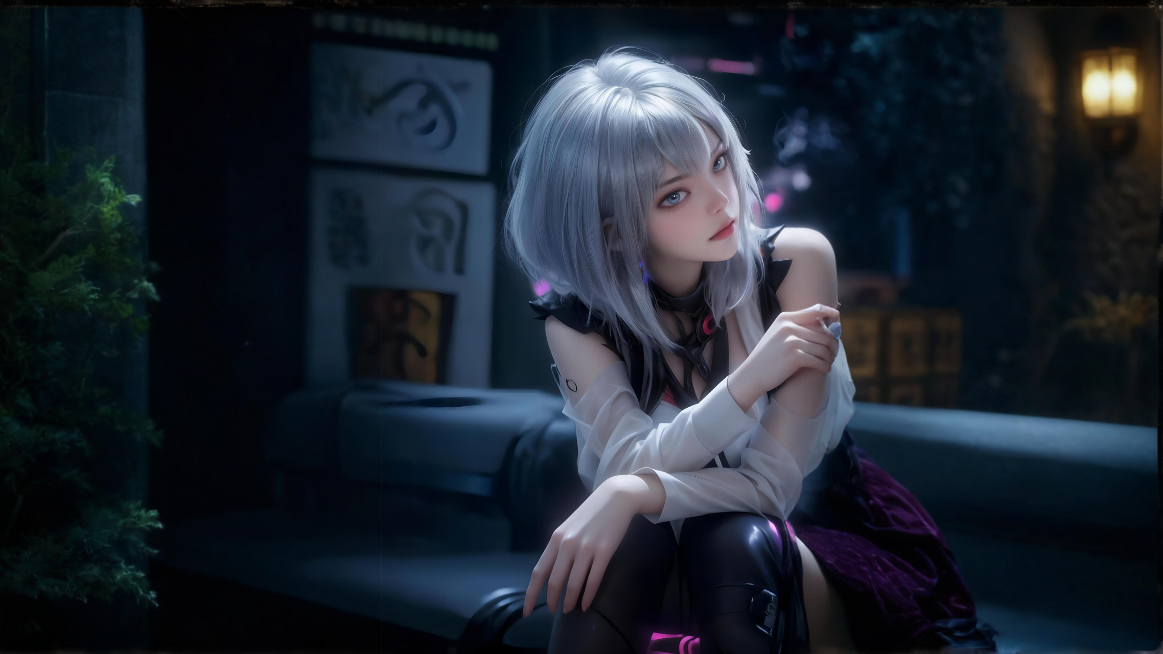 (全面屏)(9比16屏)(电脑屏)国漫女神三屏壁纸《灵笼》白月魁#国漫女神