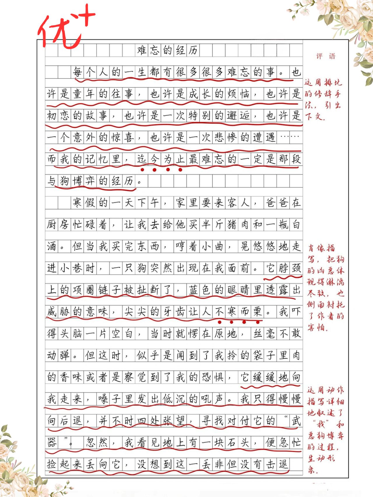 最难忘的一次经历结尾