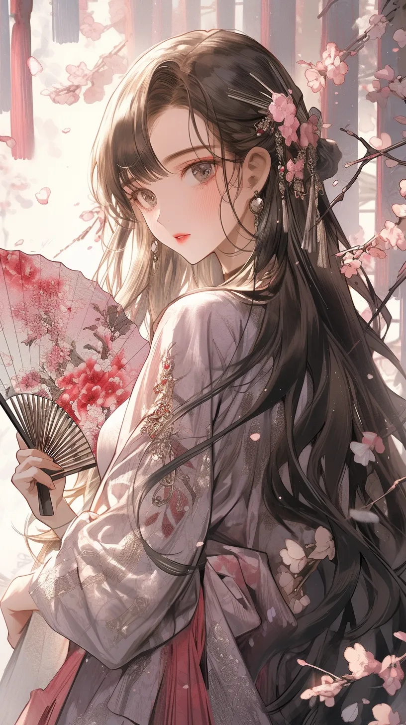 粉色系古风美少女壁纸#背景图