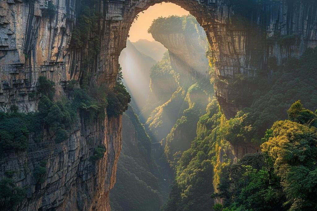 武隆天坑地缝是重庆的著名地质景观,由天坑和地缝组成,被誉为"天下第