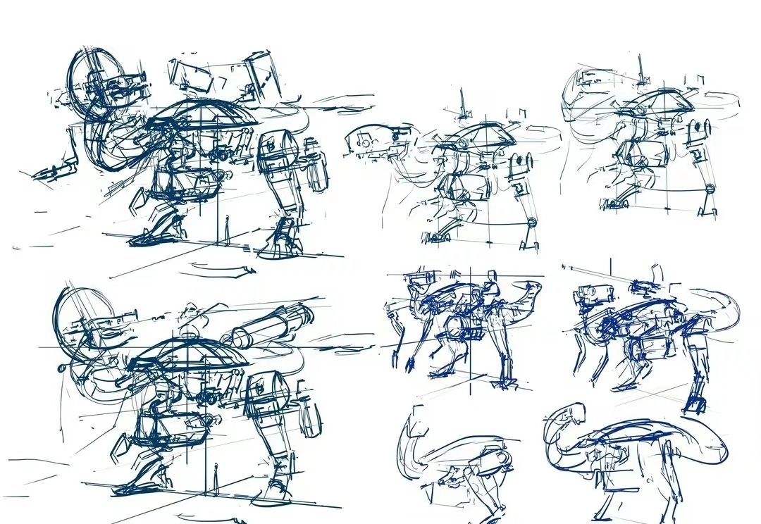 分享一组科幻机械设计作品,展现了仿生机械在月球探索活动中的应用