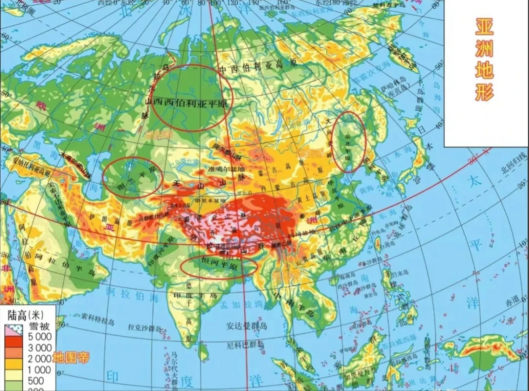 亚洲赫赫有名的四大平原 第一,西西伯利亚平原--260万平方千米 第二