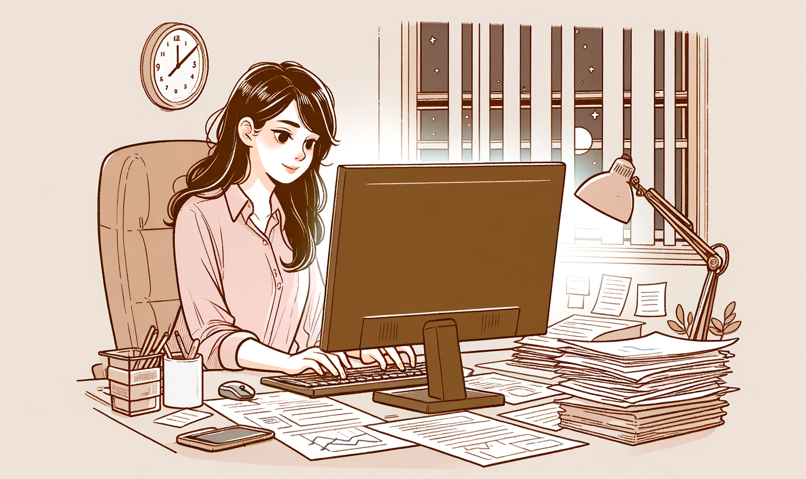 漫画女性忙碌办公卡通图片女人努力工作的图片working woman职场女性