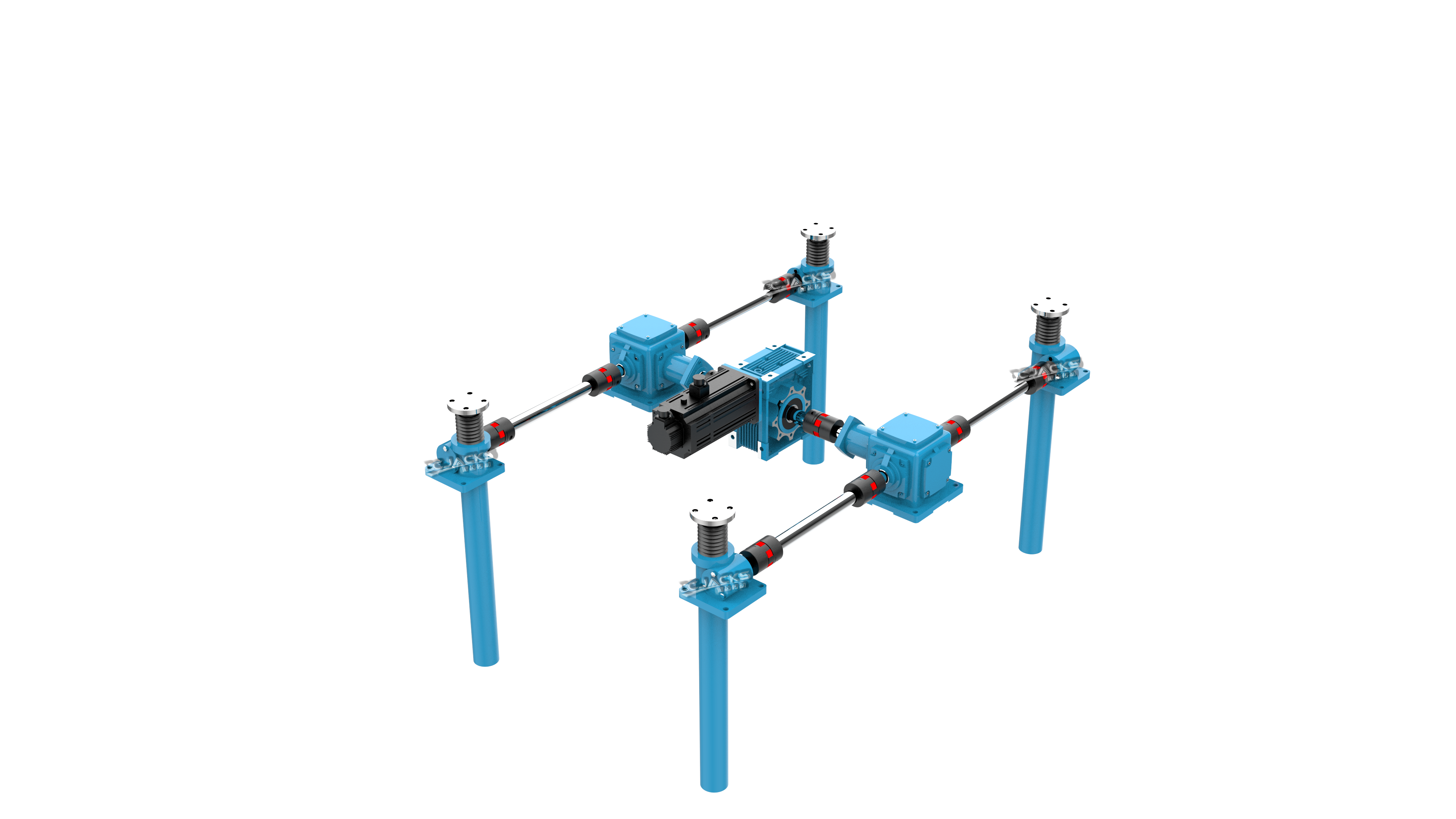 同步升降器的结构及性能同步升降器是由齿轮和齿条组成齿轮箱连接轴相