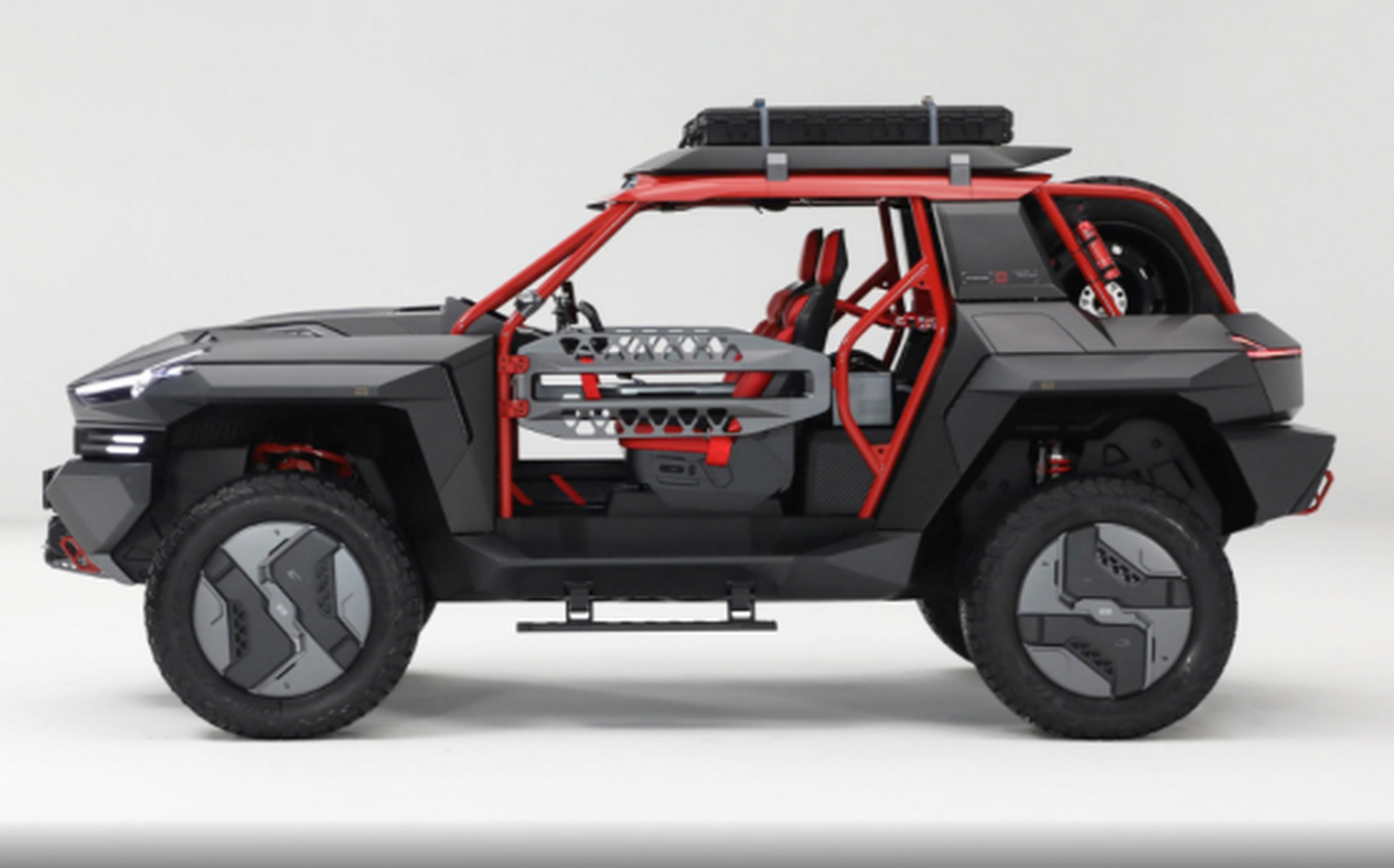 东风猛士m-hunter是中国首款新能源全地形极限越野概念车,面向全球