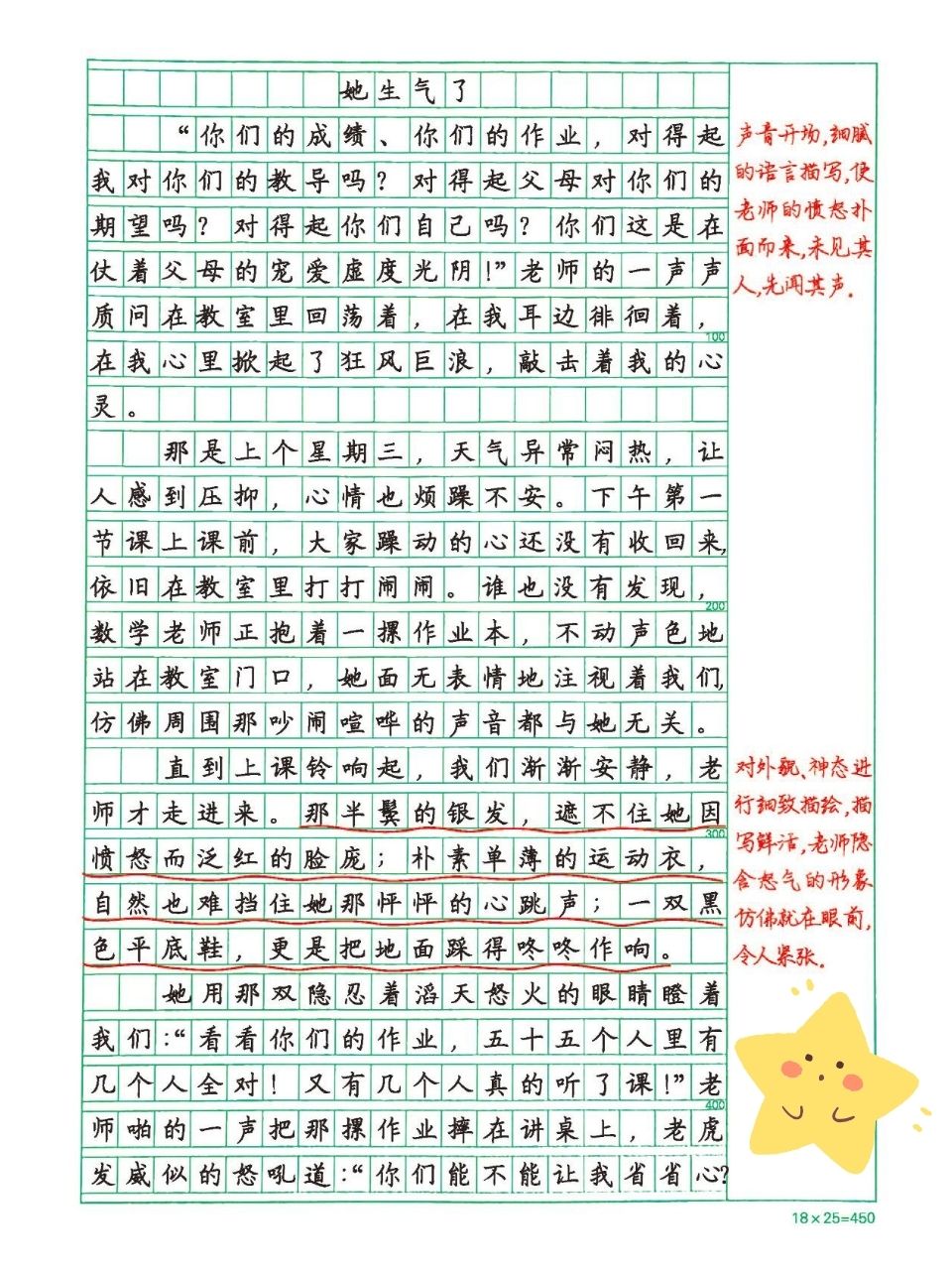 他生气了450字作文