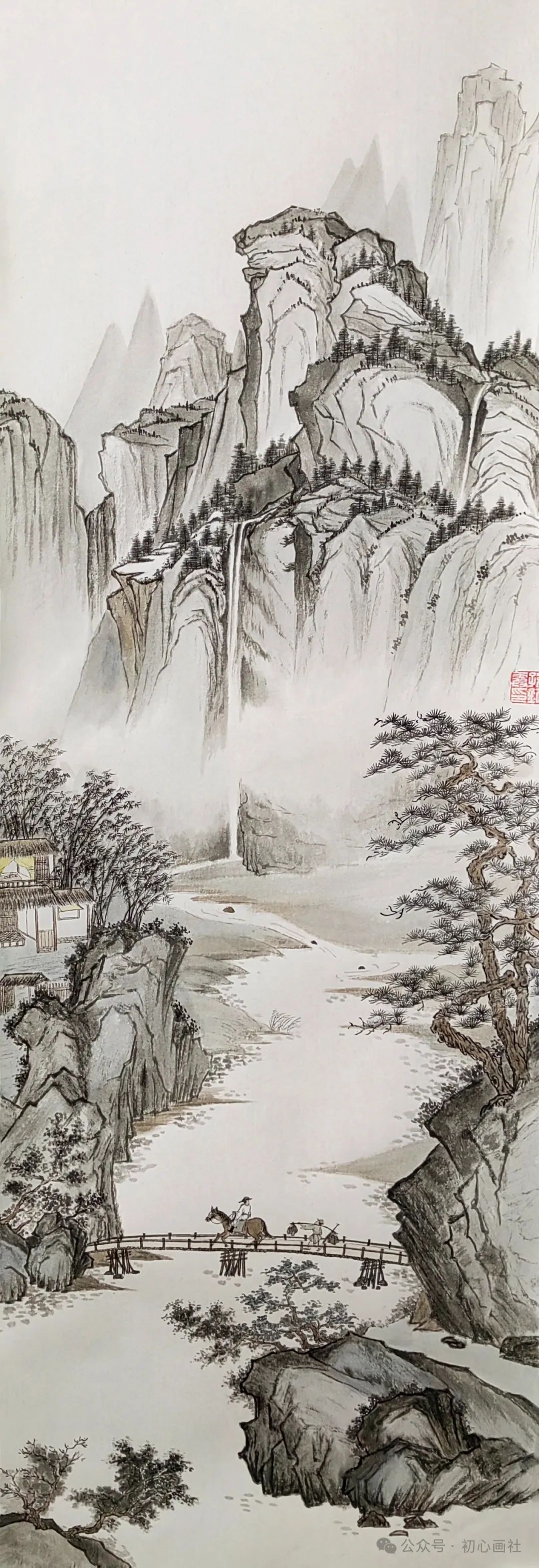 孙铭霞《山水条屏之一》30x100cm  广东深圳韩军《片帆天际挂  矮屋