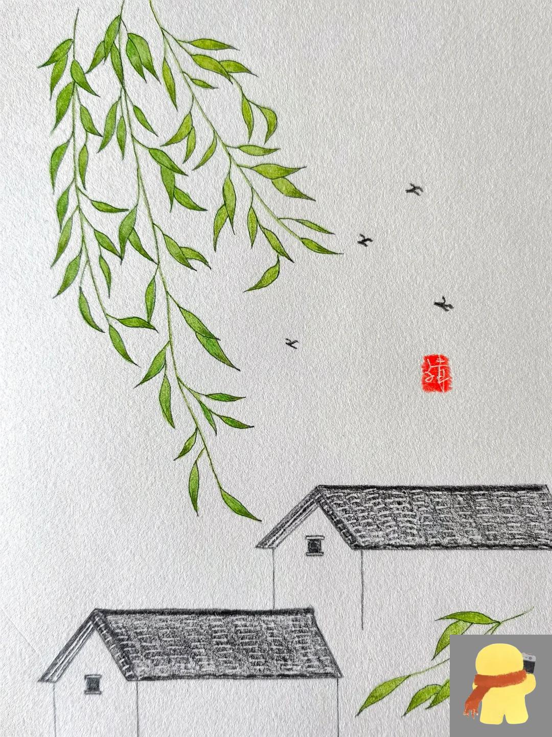彩铅临摹:春天的美好,是风用了心 春始万物生,愿时光清浅