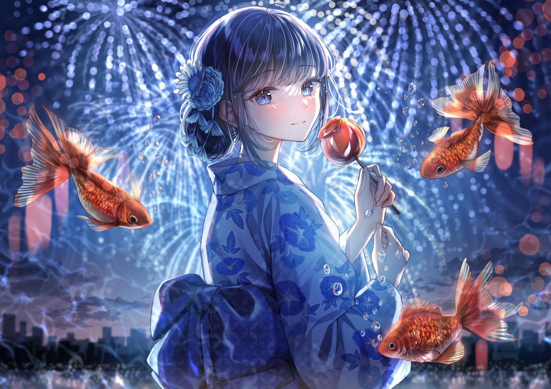 这几条鱼像真的一样~ 画师:sakura #二次元美少女
