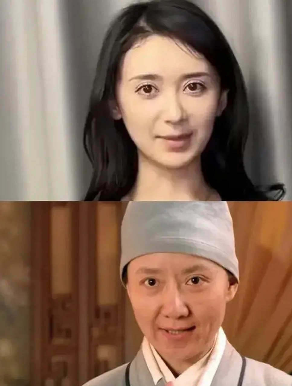 徐梓钧撞脸了静白师太 6767,这真的像