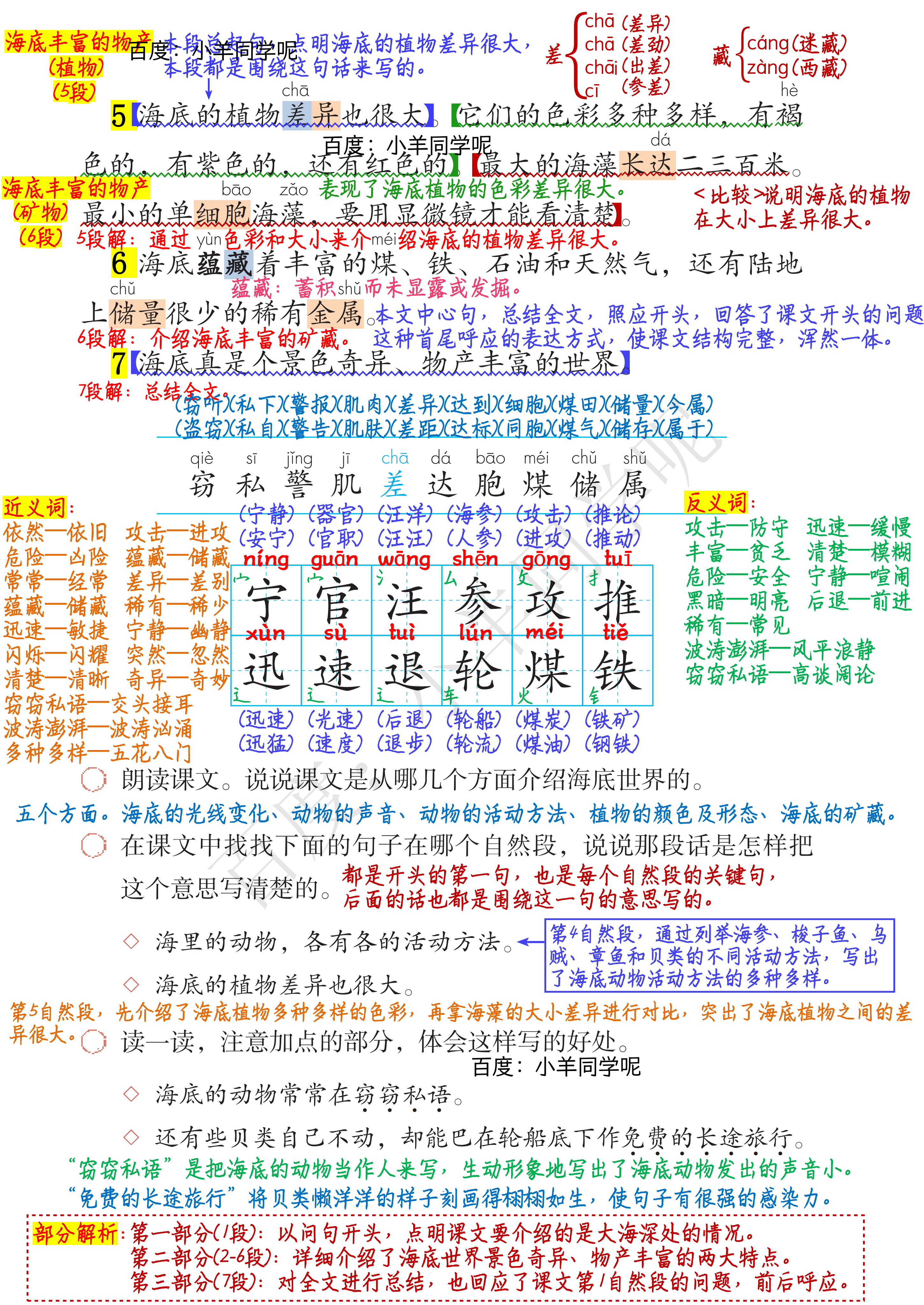 23课海底世界课堂笔记图片