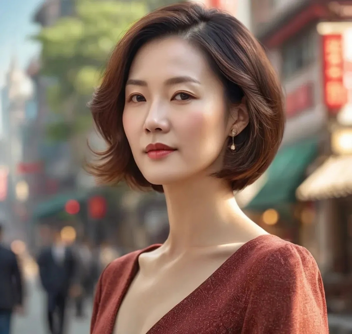 中年女性必备发型来啦!侧分波波头不仅知性迷人,还充满时尚感.