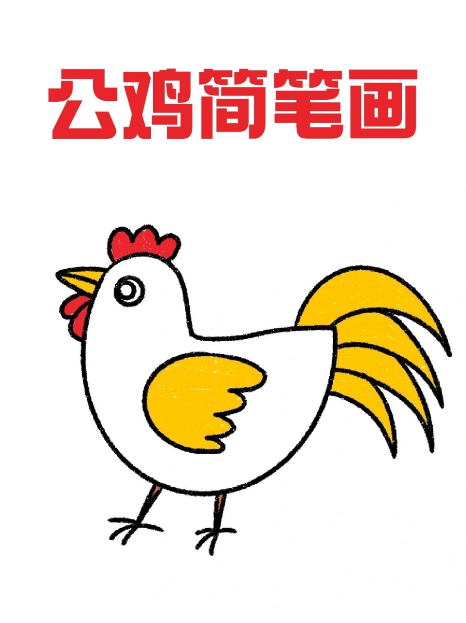 公鸡简笔画 73宝妈们是怎么带着孩子认识小动物的呢71我一般是