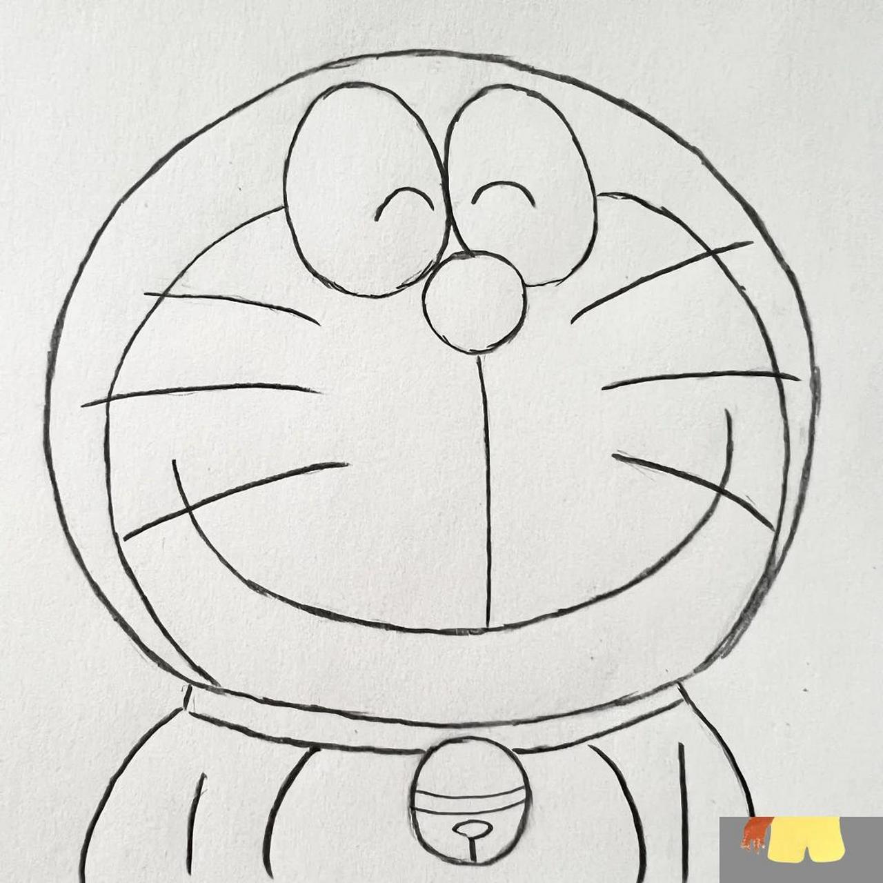 简笔画||开心的哆啦a梦99(附过程图) 色号在最后一张