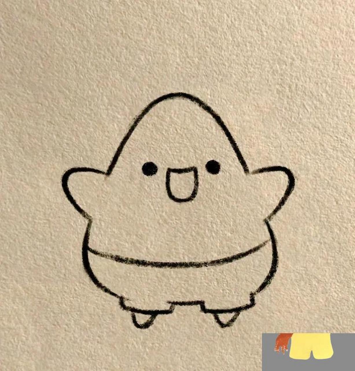 简笔画～q版派大星 爱了爱了～～～ 怎么会这么可爱!