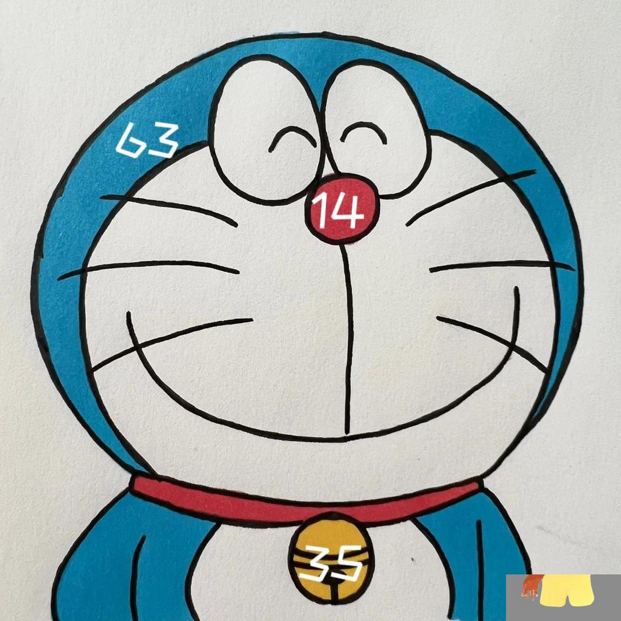 简笔画||开心的哆啦a梦99(附过程图) 色号在最后一张